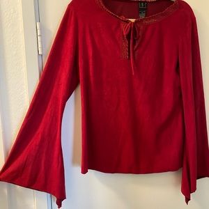 Vintage Style Romantic Red Blouse